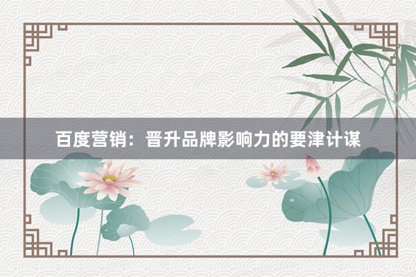 百度营销:晋升品牌影响力的要津计谋